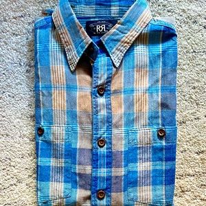 Ralph Lauren RRL / Double Rl short sleeve shirt Size - S, , plaid , Blue/tan